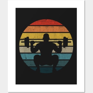 Squat Silhouette On A Distressed Retro Sunset print Posters and Art